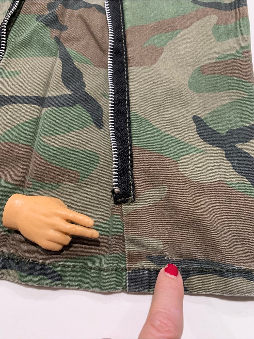 Tripp NYC Peace Camo Cargo Wide Flare Pants, Zippers, Olive Grunge 18 - Picture 12 of 16